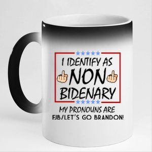 I Identify As Non Bidenary Funny My Pronouns Are FJB Lets Go Brandon 11oz Black Color Changing Mug