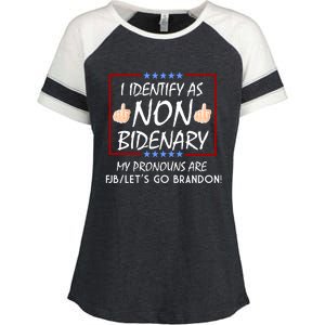 I Identify As Non Bidenary Funny My Pronouns Are FJB Lets Go Brandon Enza Ladies Jersey Colorblock Tee