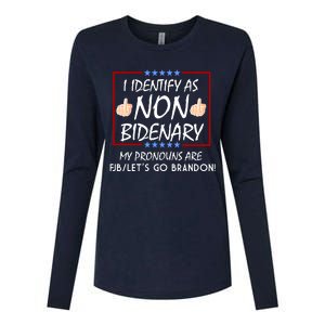 I Identify As Non Bidenary Funny My Pronouns Are FJB Lets Go Brandon Womens Cotton Relaxed Long Sleeve T-Shirt