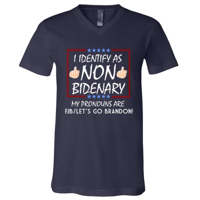 I Identify As Non Bidenary Funny My Pronouns Are FJB Lets Go Brandon V-Neck T-Shirt