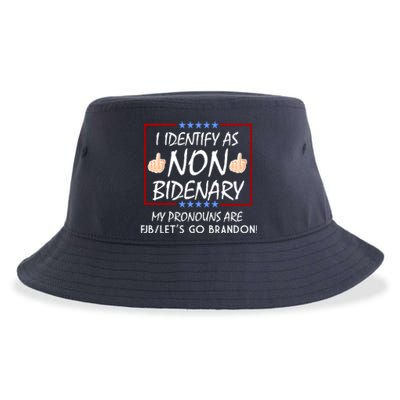 I Identify As Non Bidenary Funny My Pronouns Are FJB Lets Go Brandon Sustainable Bucket Hat