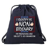 I Identify As Non Bidenary Funny My Pronouns Are FJB Lets Go Brandon Drawstring Bag