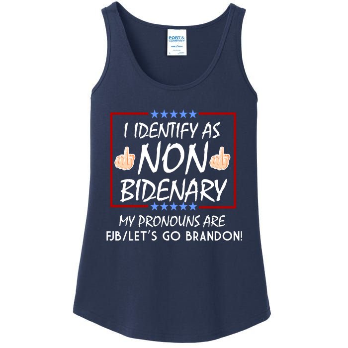 I Identify As Non Bidenary Funny My Pronouns Are FJB Lets Go Brandon Ladies Essential Tank