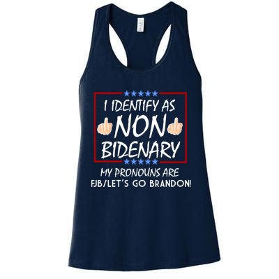 I Identify As Non Bidenary Funny My Pronouns Are FJB Lets Go Brandon Womens Tank Top