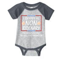 I Identify As Non Bidenary Funny My Pronouns Are FJB Lets Go Brandon Infant Baby Jersey Bodysuit