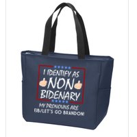 I Identify As Non Bidenary Funny My Pronouns Are FJB Lets Go Brandon Zip Tote Bag