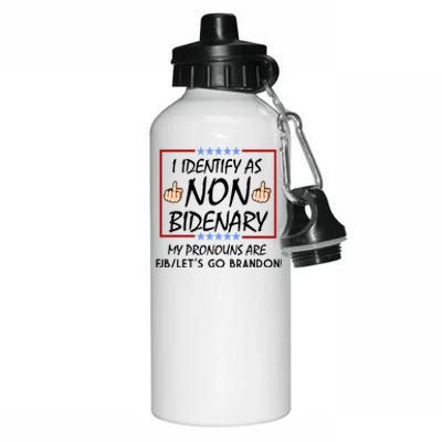 I Identify As Non Bidenary Funny My Pronouns Are FJB Lets Go Brandon Aluminum Water Bottle 