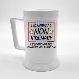 I Identify As Non Bidenary Funny My Pronouns Are FJB Lets Go Brandon Beer Stein