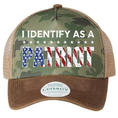 I Identify As A Patriot American Flag Patriotism Patriotic Legacy Tie Dye Trucker Hat