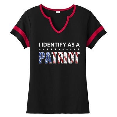 I Identify As A Patriot American Flag Patriotism Patriotic Ladies Halftime Notch Neck Tee