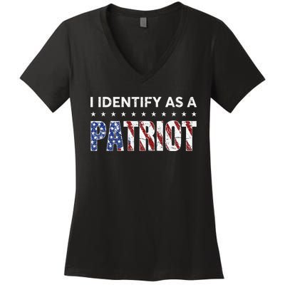 I Identify As A Patriot American Flag Patriotism Patriotic Women's V-Neck T-Shirt