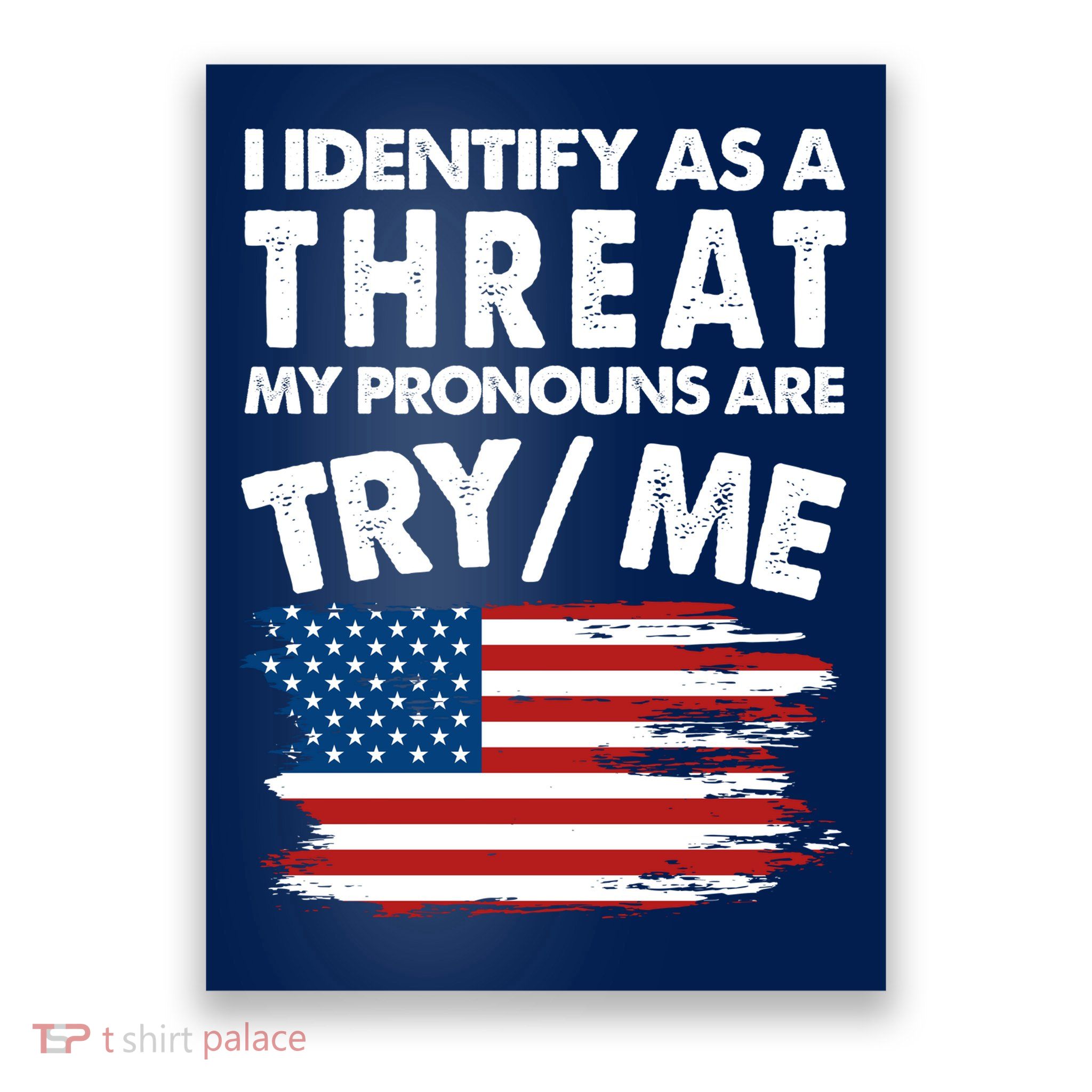 I Identify As A Threat My Pronouns Are Try Me Poster