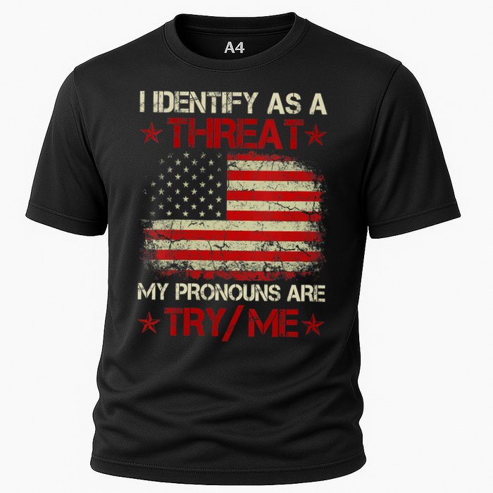 I Identify As A Threat My Pronouns Are Try Me Funny Meme Performance Shirt
