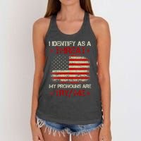 I Identify As A Threat My Pronouns Are Try Me Funny Meme Women's Knotted Racerback Tank