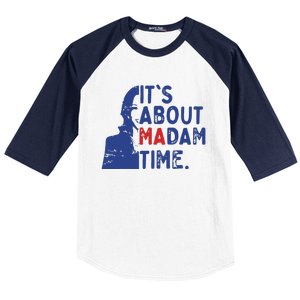 Its Is About Madam Time Election 2024 Harris Funny Baseball Sleeve Shirt