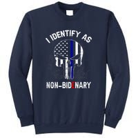 I Identify As NonBidenary Thin Blue Line, Funny Anti Biden Patriotic Freedom Pol Sweatshirt