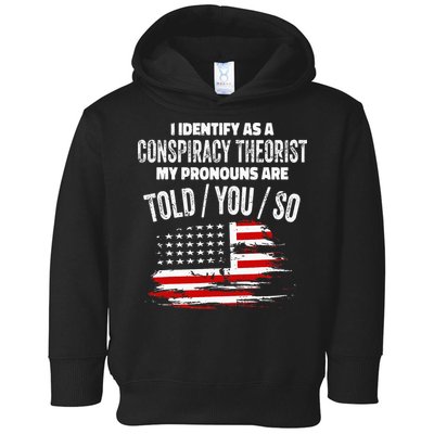 I Identify As A Conspiracy Theorist Pronouns Are Told You So Toddler Hoodie
