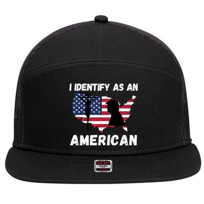 I Identify As An American, 4th Of July USA Flag, Trump 2024 7 Panel Mesh Trucker Snapback Hat