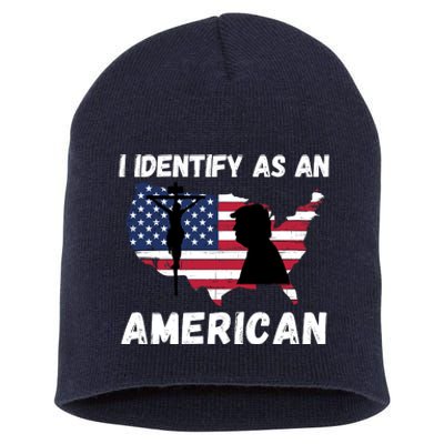 I Identify As An American, 4th Of July USA Flag, Trump 2024 Short Acrylic Beanie