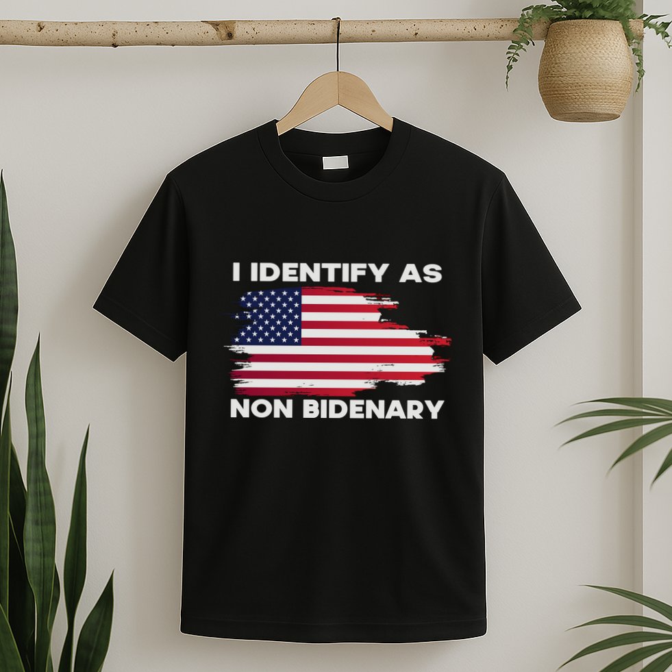 I Identify As Non Bidenary Patriot American Flag T-Shirt
