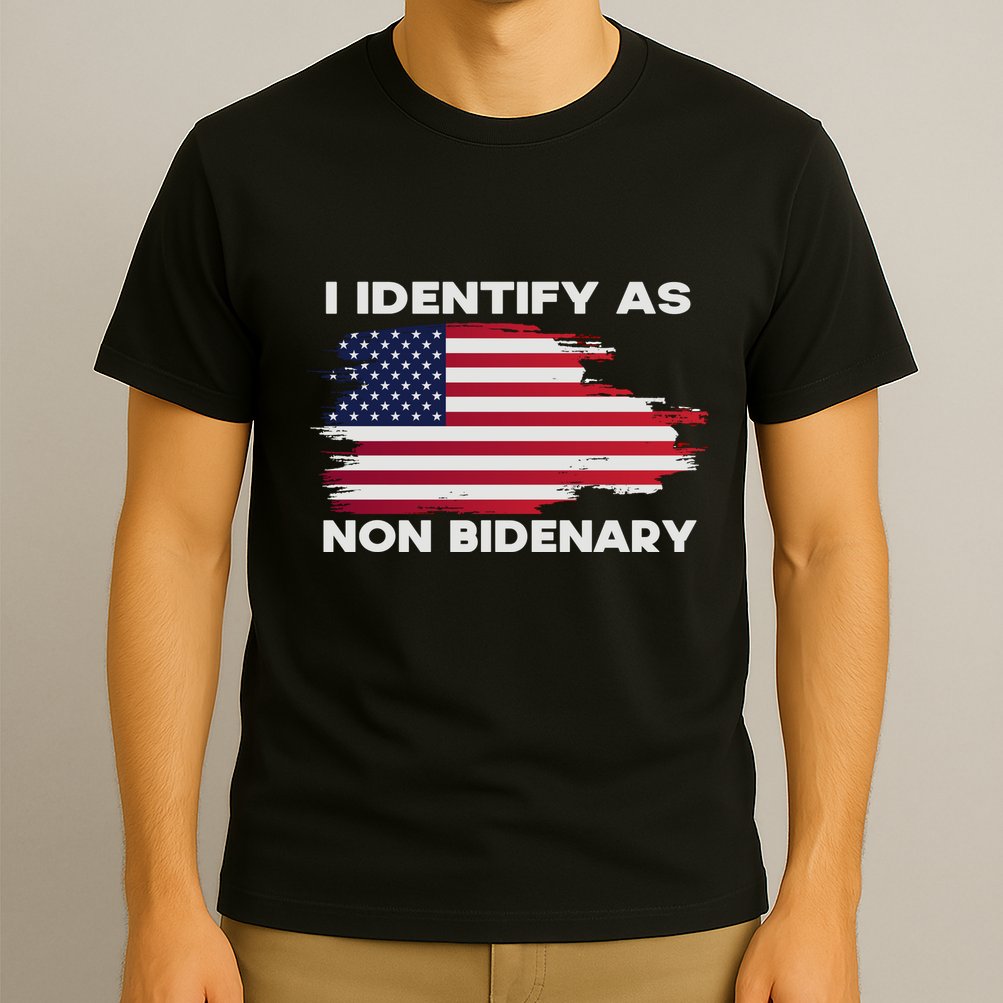 I Identify As Non Bidenary Patriot American Flag T-Shirt