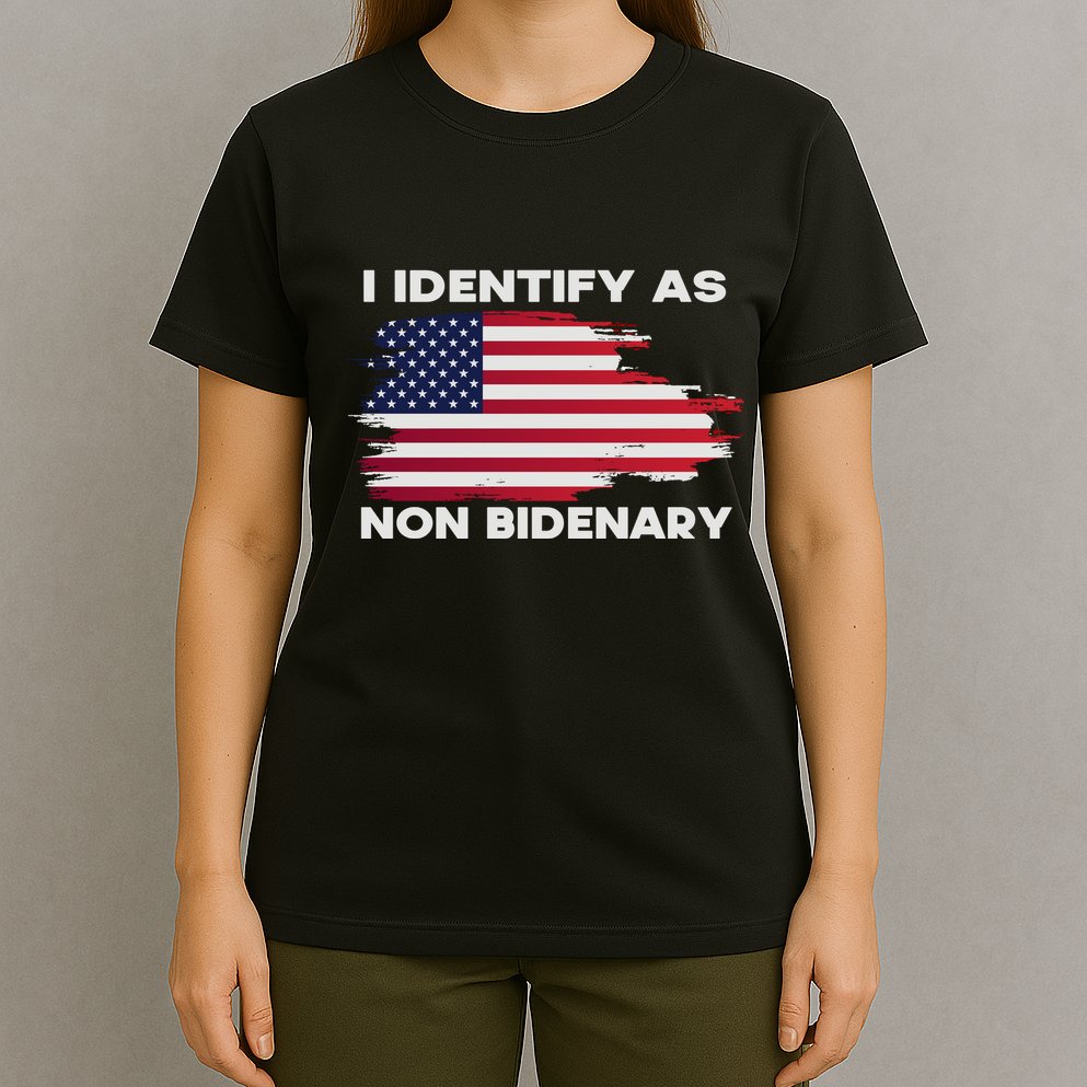 I Identify As Non Bidenary Patriot American Flag T-Shirt