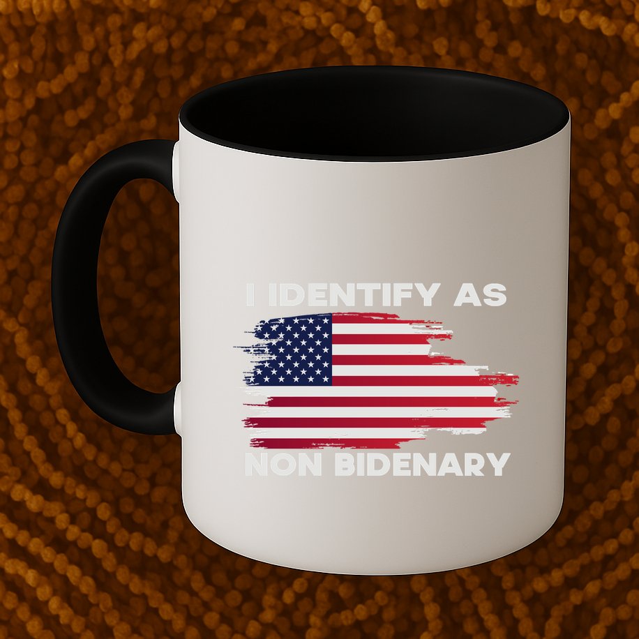 I Identify As Non Bidenary Patriot American Flag Mug