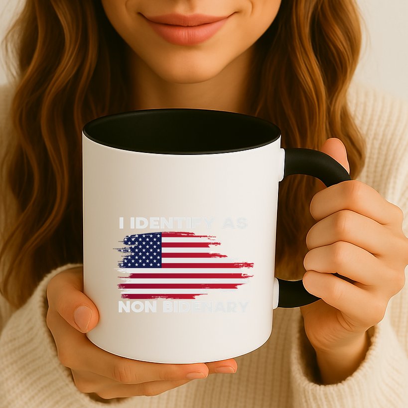 I Identify As Non Bidenary Patriot American Flag Mug