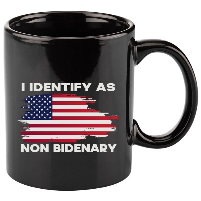 I Identify As Non Bidenary Patriot American Flag 11oz C Handle Ceramic Mug