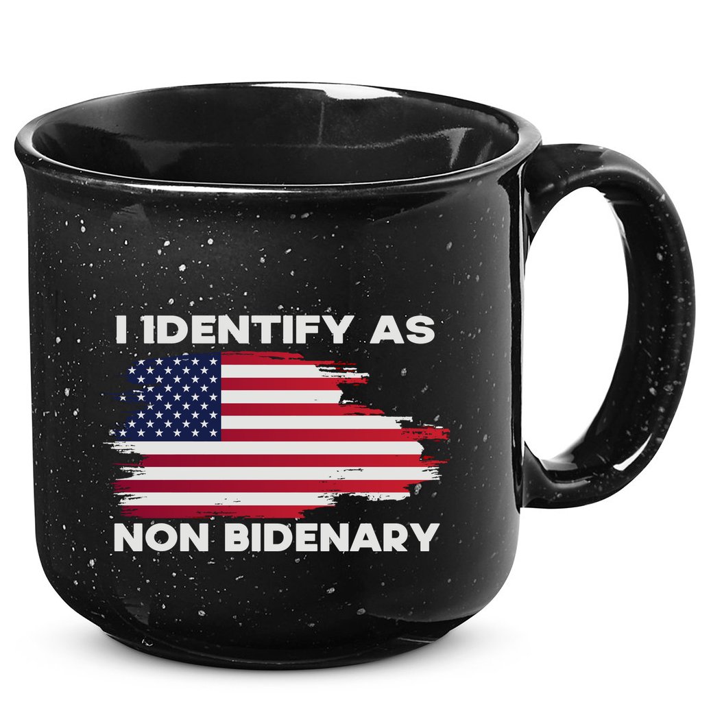 I Identify As Non Bidenary Patriot American Flag 15oz Campfire Ceramic Mug