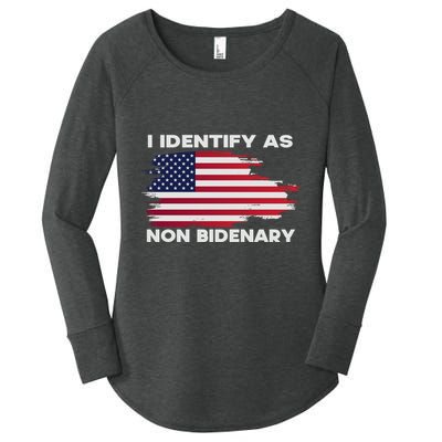 I Identify As Non Bidenary Patriot American Flag Women's Perfect Tri Tunic Long Sleeve Shirt