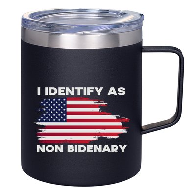 I Identify As Non Bidenary Patriot American Flag 12oz Stainless Steel Coffee Mug