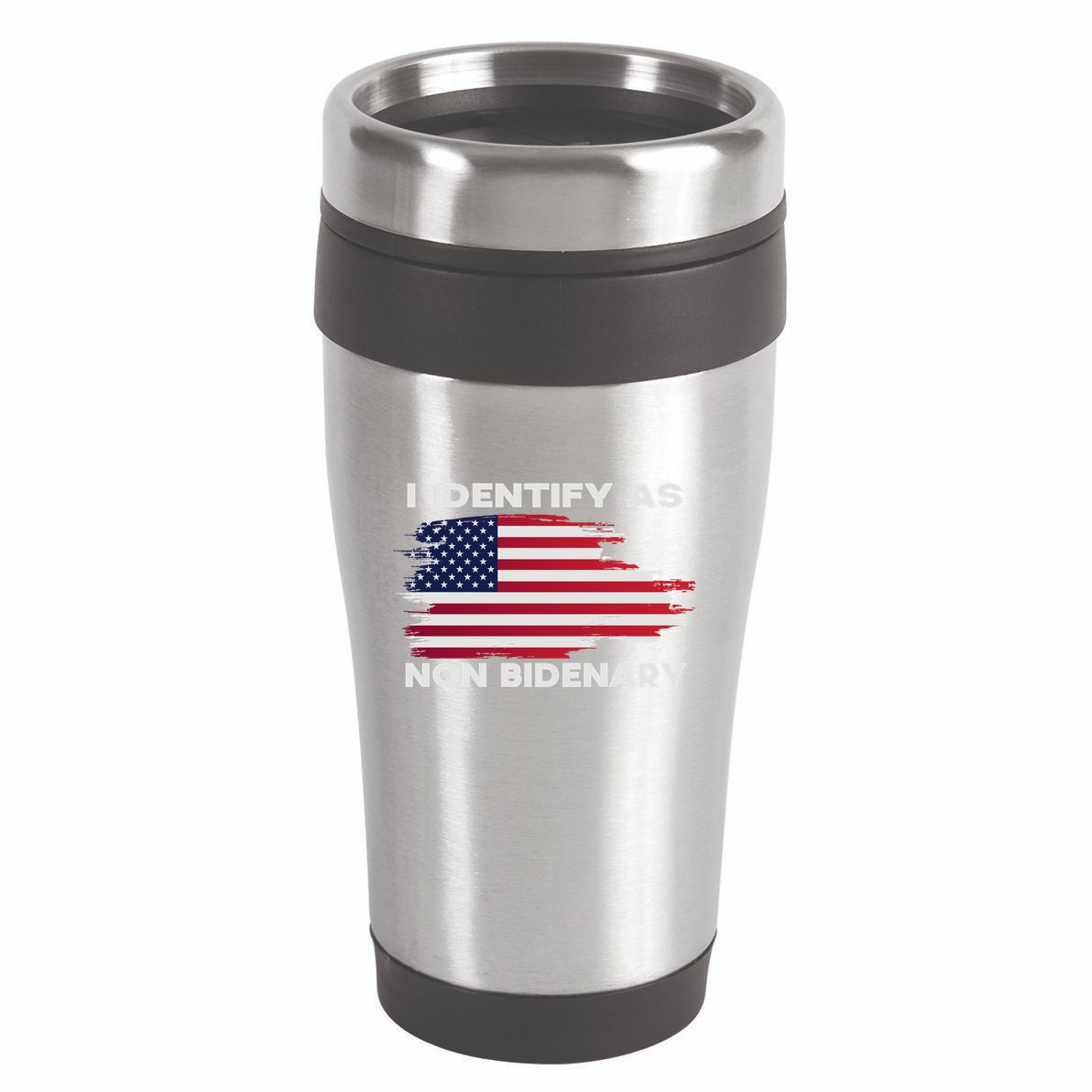 I Identify As Non Bidenary Patriot American Flag 16oz Travel Tumbler