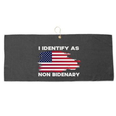 I Identify As Non Bidenary Patriot American Flag Large Microfiber Waffle Golf Towel