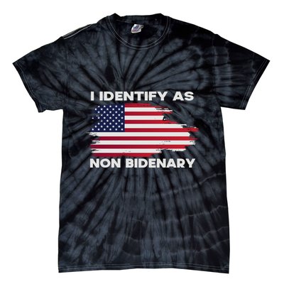 I Identify As Non Bidenary Patriot American Flag Tie-Dye T-Shirt