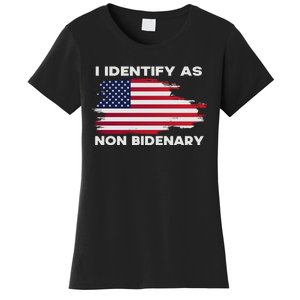 I Identify As Non Bidenary Patriot American Flag Women's T-Shirt