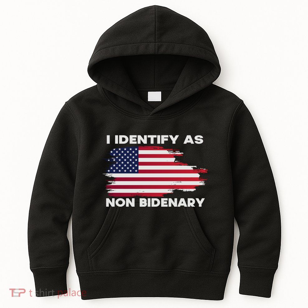 I Identify As Non Bidenary Patriot American Flag Kids Hoodie