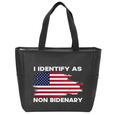 I Identify As Non Bidenary Patriot American Flag Zip Tote Bag