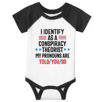 I Identify As A Conspiracy Theorist My Pronouns Are Told You So Infant Baby Jersey Bodysuit