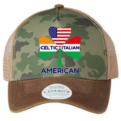 Irish Italian American Flag And Celtic Shamrock Pride Legacy Tie Dye Trucker Hat