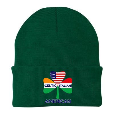 Irish Italian American Flag And Celtic Shamrock Pride Knit Cap Winter Beanie