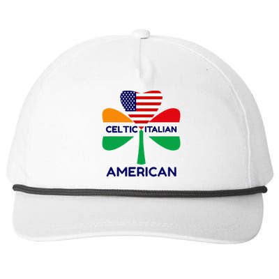 Irish Italian American Flag And Celtic Shamrock Pride Snapback Five-Panel Rope Hat