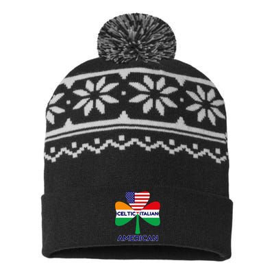 Irish Italian American Flag And Celtic Shamrock Pride USA-Made Snowflake Beanie