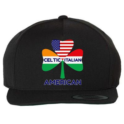 Irish Italian American Flag And Celtic Shamrock Pride Wool Snapback Cap