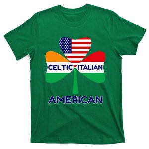 Irish Italian American Flag And Celtic Shamrock Pride T-Shirt