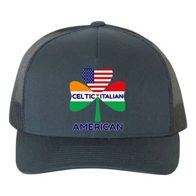 Irish Italian American Flag And Celtic Shamrock Pride Yupoong Adult 5-Panel Trucker Hat