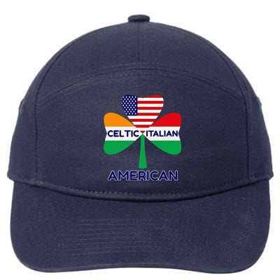 Irish Italian American Flag And Celtic Shamrock Pride 7-Panel Snapback Hat