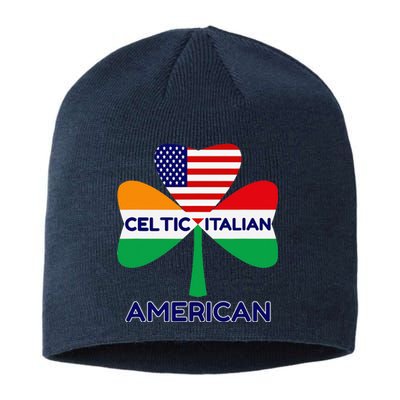 Irish Italian American Flag And Celtic Shamrock Pride Sustainable Beanie