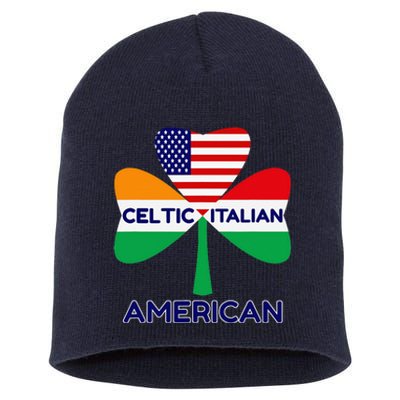 Irish Italian American Flag And Celtic Shamrock Pride Short Acrylic Beanie