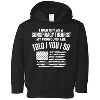 I Identify As A Conspiracy Theorist My Pronouns Are Told You So Toddler Hoodie